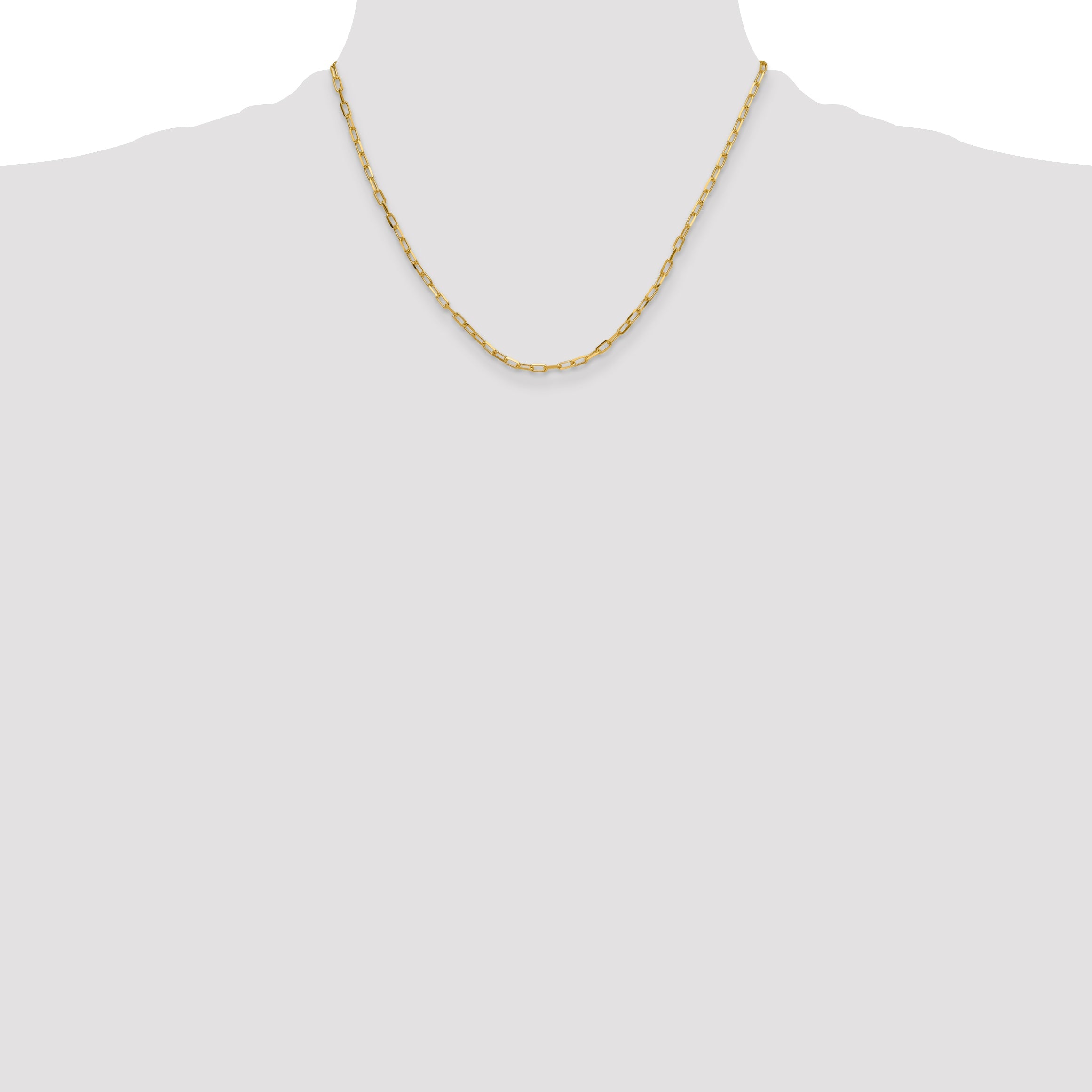 18 Inch 14K Yellow Gold 3.0mm Solid Beveled D/C Paperclip Chain Necklace