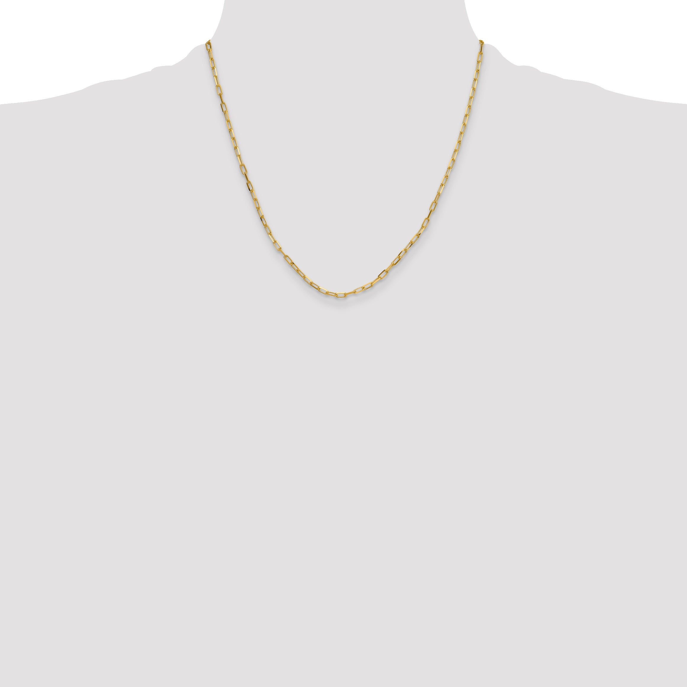 2 Inch 14K Yellow Gold 3.0mm Solid Beveled D/C Paperclip Chain Necklace