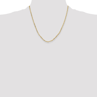 2 Inch 14K Yellow Gold 3.0mm Solid Beveled D/C Paperclip Chain Necklace