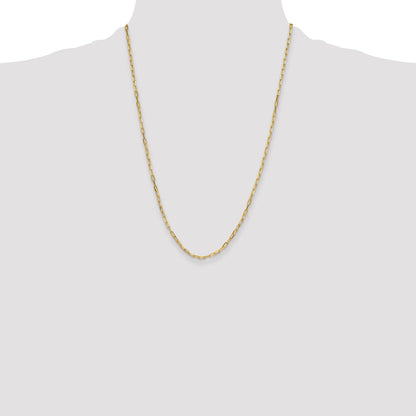 24 Inch 14K Yellow Gold 3.0mm Solid Beveled D/C Paperclip Chain Necklace