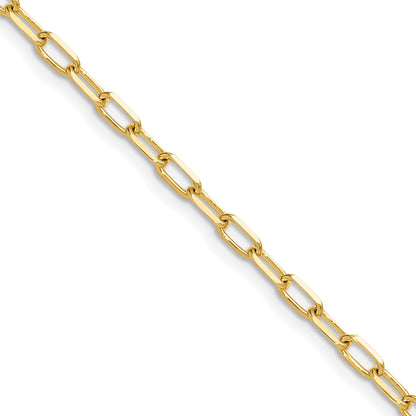 2 Inch 14K Yellow Gold 3.0mm Solid Beveled D/C Paperclip Chain Necklace