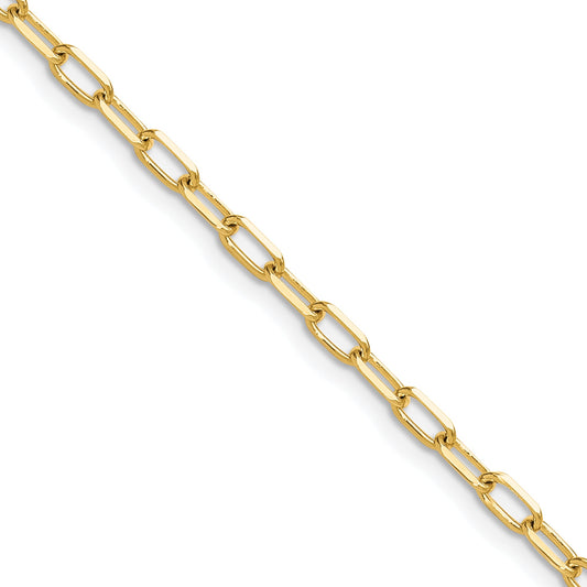 2 Inch 14K Yellow Gold 3.0mm Solid Beveled D/C Paperclip Chain Necklace