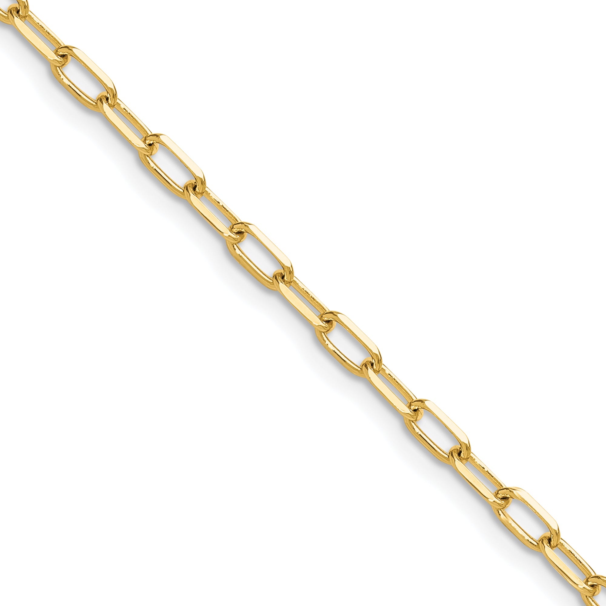 16 Inch 14K Yellow Gold 3.0mm Solid Beveled D/C Paperclip Chain Necklace