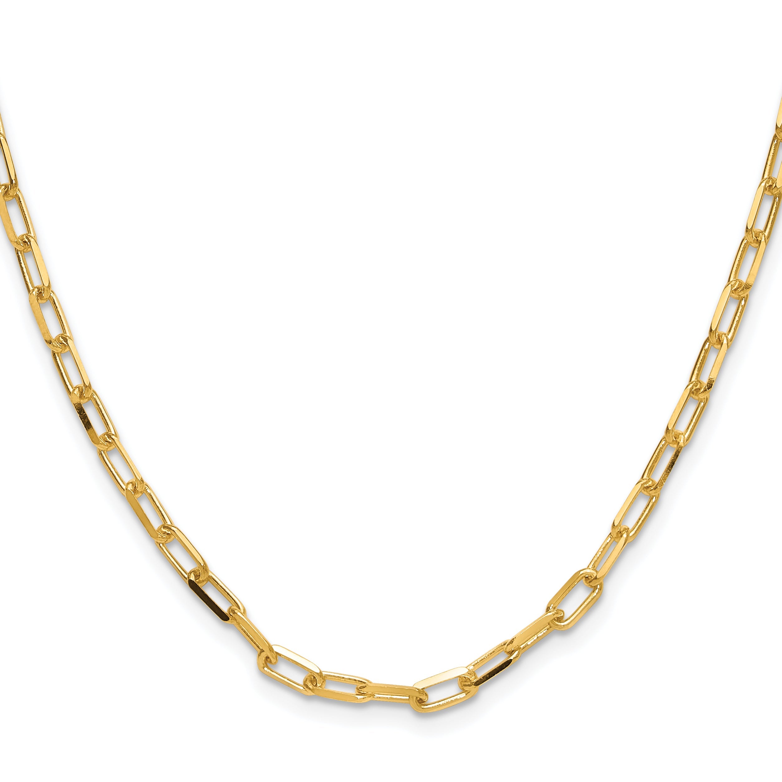 24 Inch 14K Yellow Gold 3.5mm Solid Beveled D/C Paperclip Chain Necklace