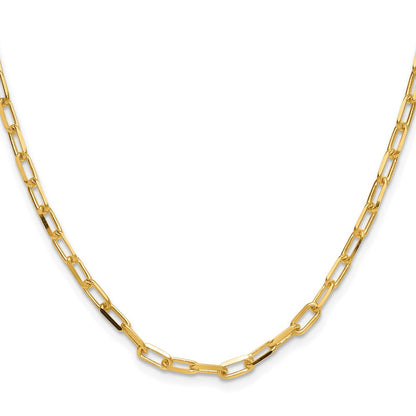 16 Inch 14K Yellow Gold 3.5mm Solid Beveled D/C Paperclip Chain Necklace