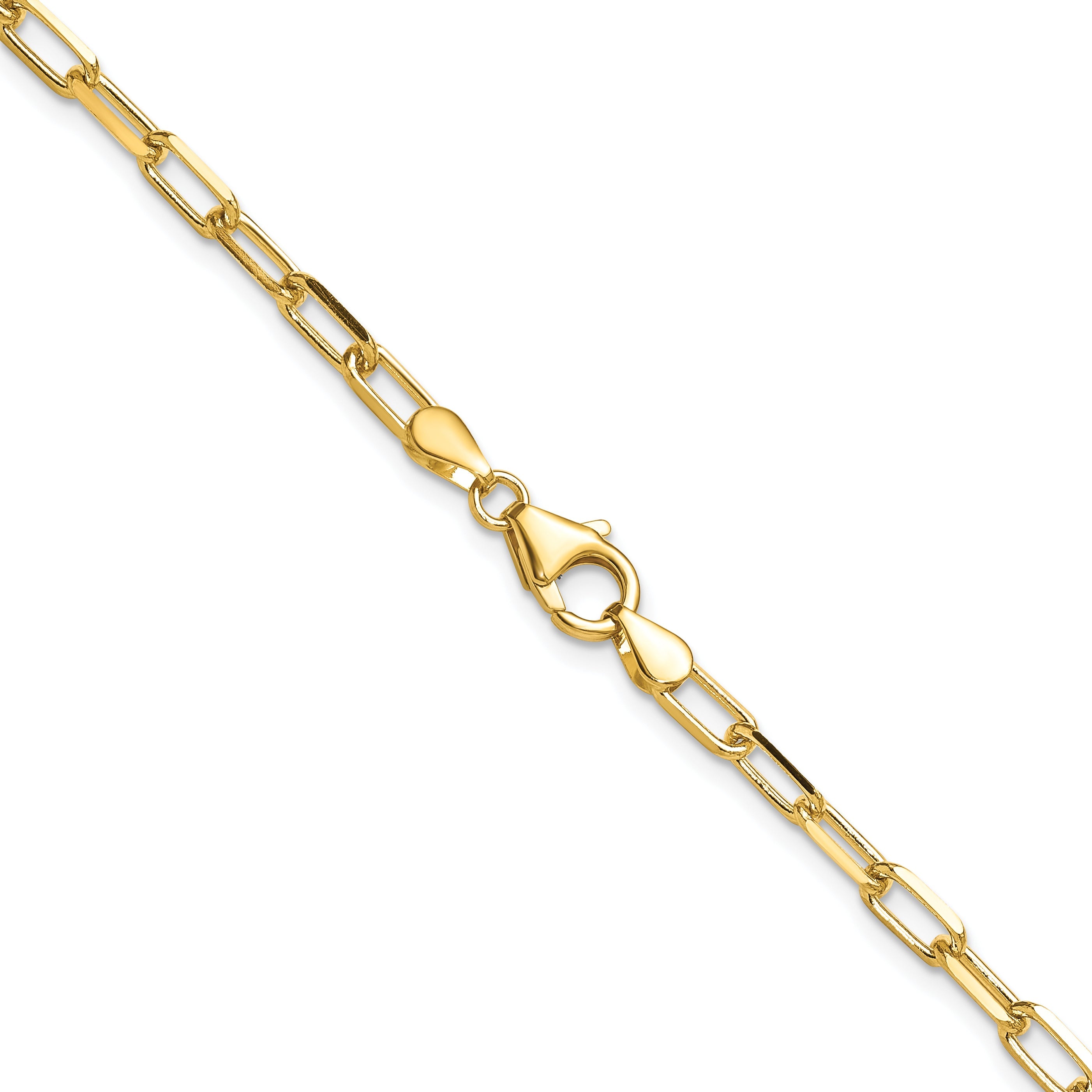 24 Inch 14K Yellow Gold 3.5mm Solid Beveled D/C Paperclip Chain Necklace