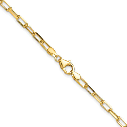 24 Inch 14K Yellow Gold 3.5mm Solid Beveled D/C Paperclip Chain Necklace