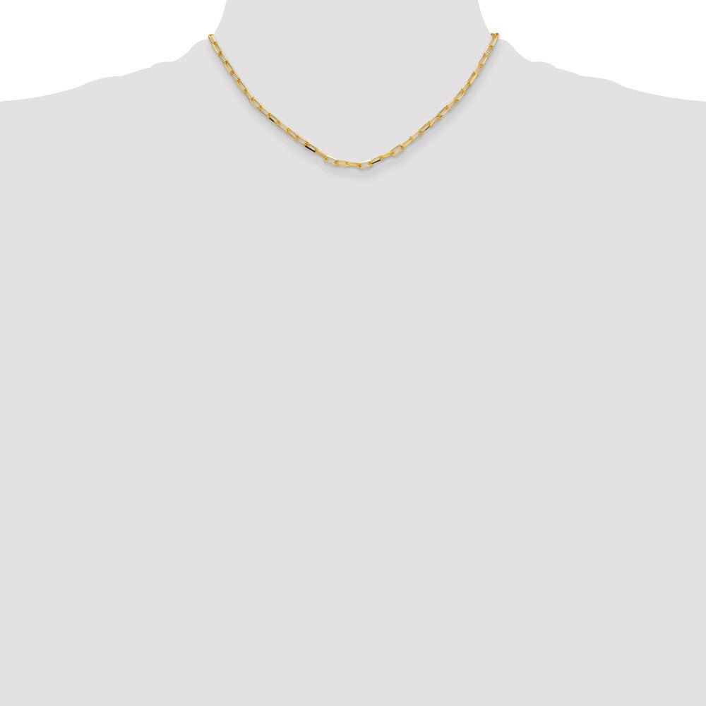 16 Inch 14K Yellow Gold 3.5mm Solid Beveled D/C Paperclip Chain Necklace