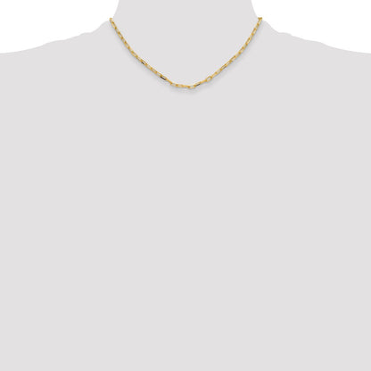 16 Inch 14K Yellow Gold 3.5mm Solid Beveled D/C Paperclip Chain Necklace