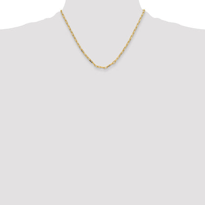 18 Inch 14K Yellow Gold 3.5mm Solid Beveled D/C Paperclip Chain Necklace