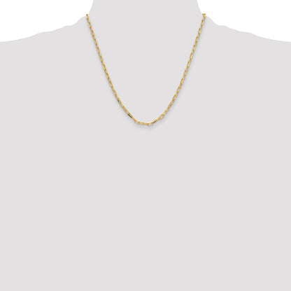 2 Inch 14K Yellow Gold 3.5mm Solid Beveled D/C Paperclip Chain Necklace
