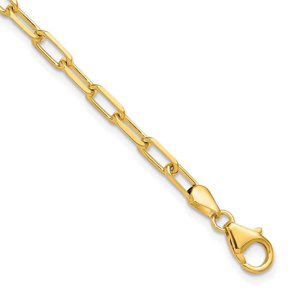 8 Inch 14K Yellow Gold 3.5mm Solid Beveled D/C Paperclip Chain Bracelet