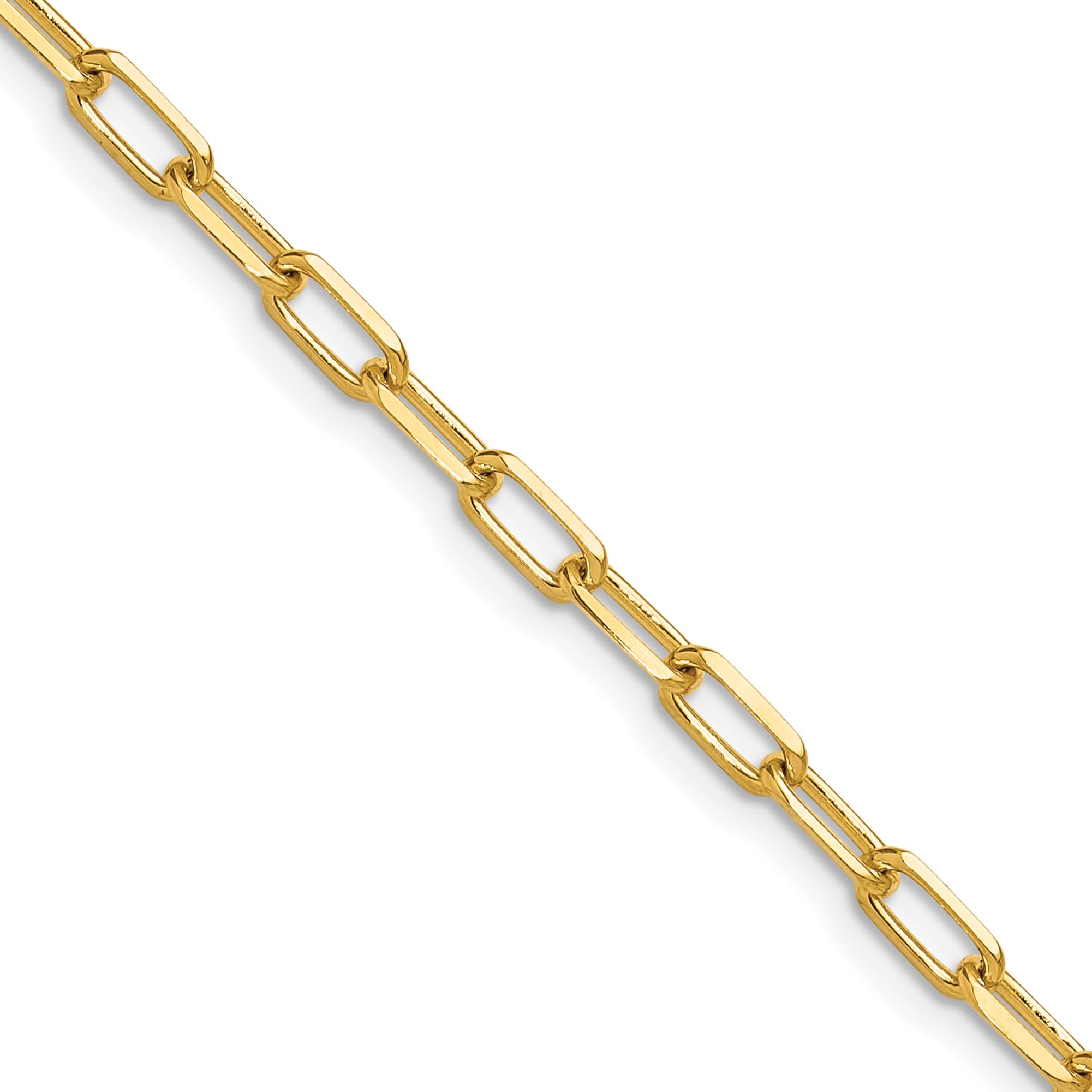 18 Inch 14K Yellow Gold 3.5mm Solid Beveled D/C Paperclip Chain Necklace