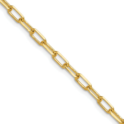 2 Inch 14K Yellow Gold 3.5mm Solid Beveled D/C Paperclip Chain Necklace