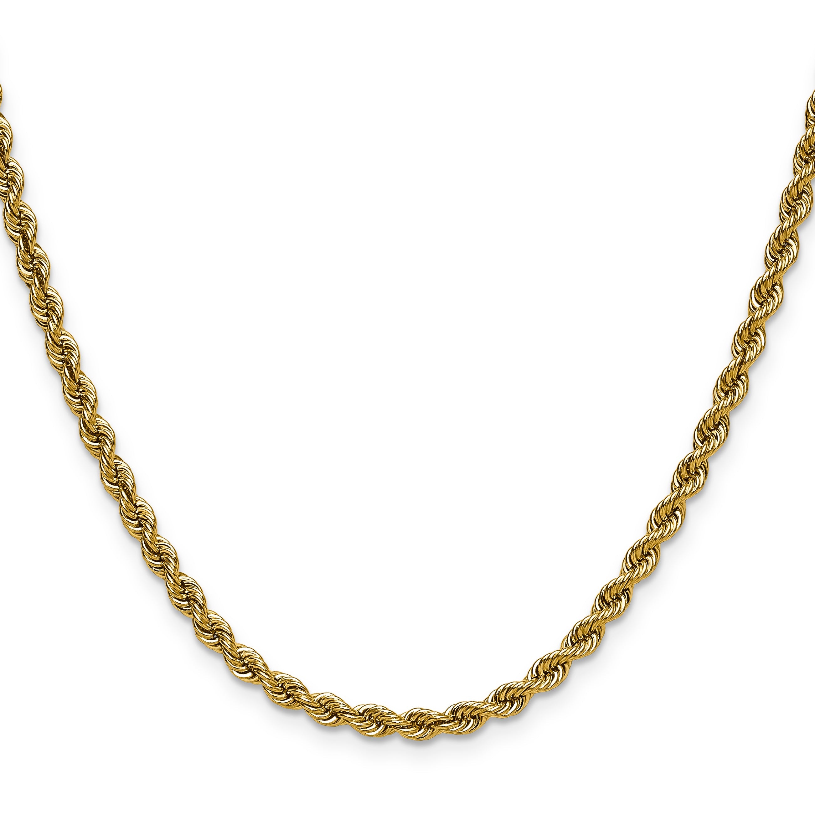 2 Inch 14K Yellow Gold 3.65mm Regular Rope Chain Necklace