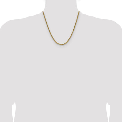 2 Inch 14K Yellow Gold 3.65mm Regular Rope Chain Necklace