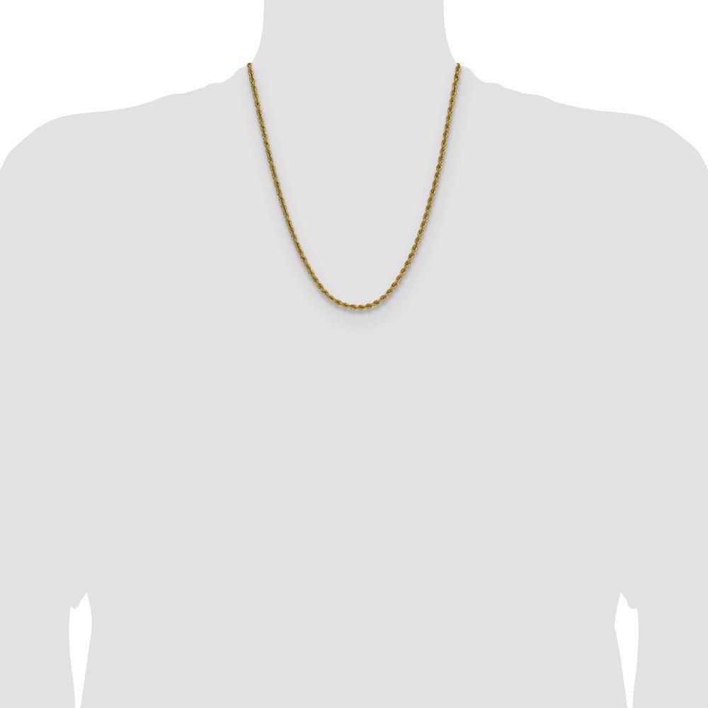 22 Inch 14K Yellow Gold 3.65mm Regular Rope Chain Necklace