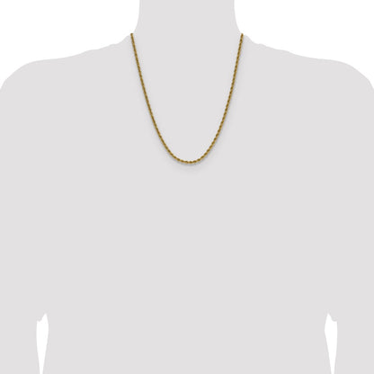 22 Inch 14K Yellow Gold 3.65mm Regular Rope Chain Necklace