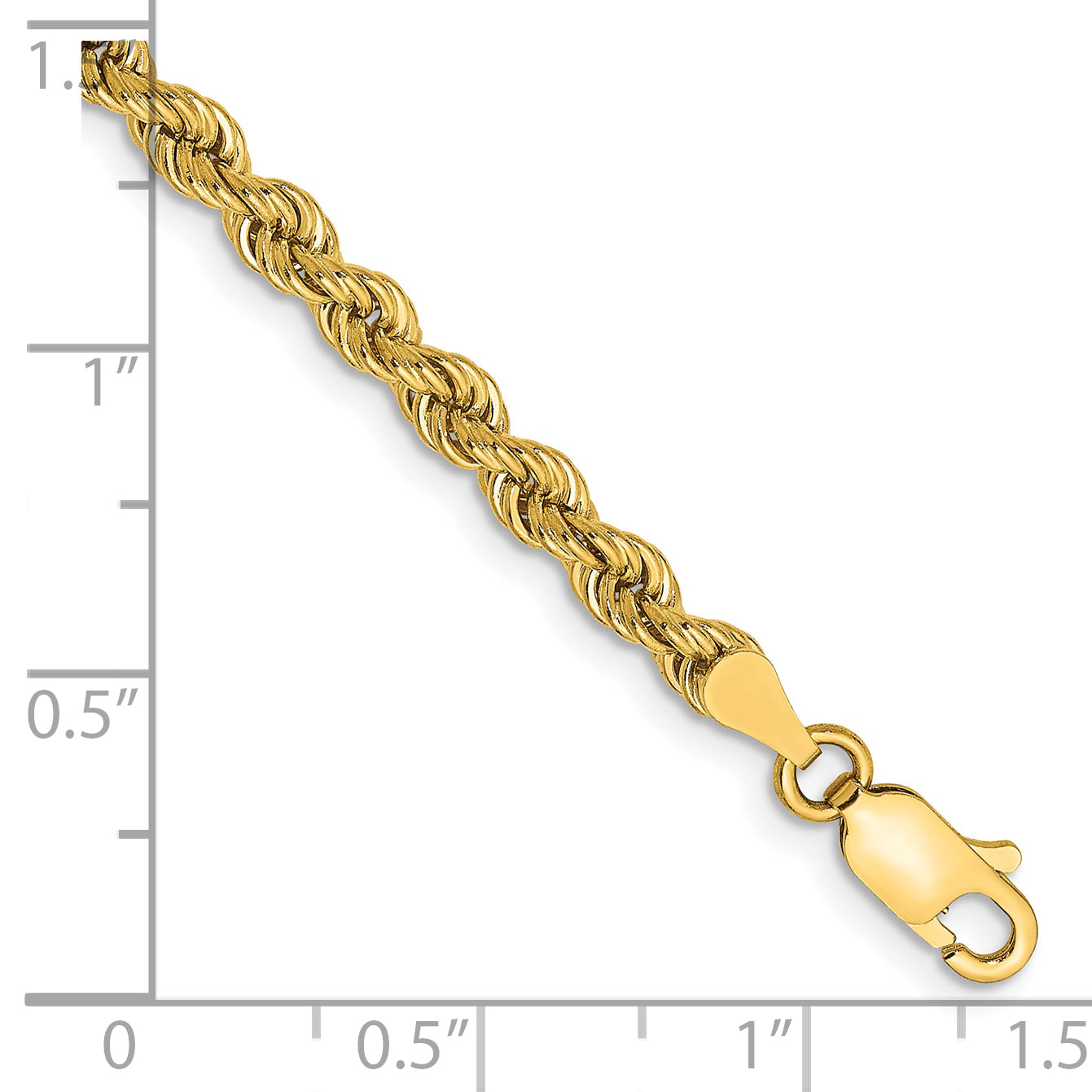 8 Inch 14K Yellow Gold 3.65mm Regular Rope Chain Bracelet