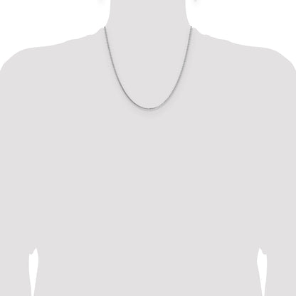 2 Inch 14K White Gold 1.10mm Box Chain Necklace