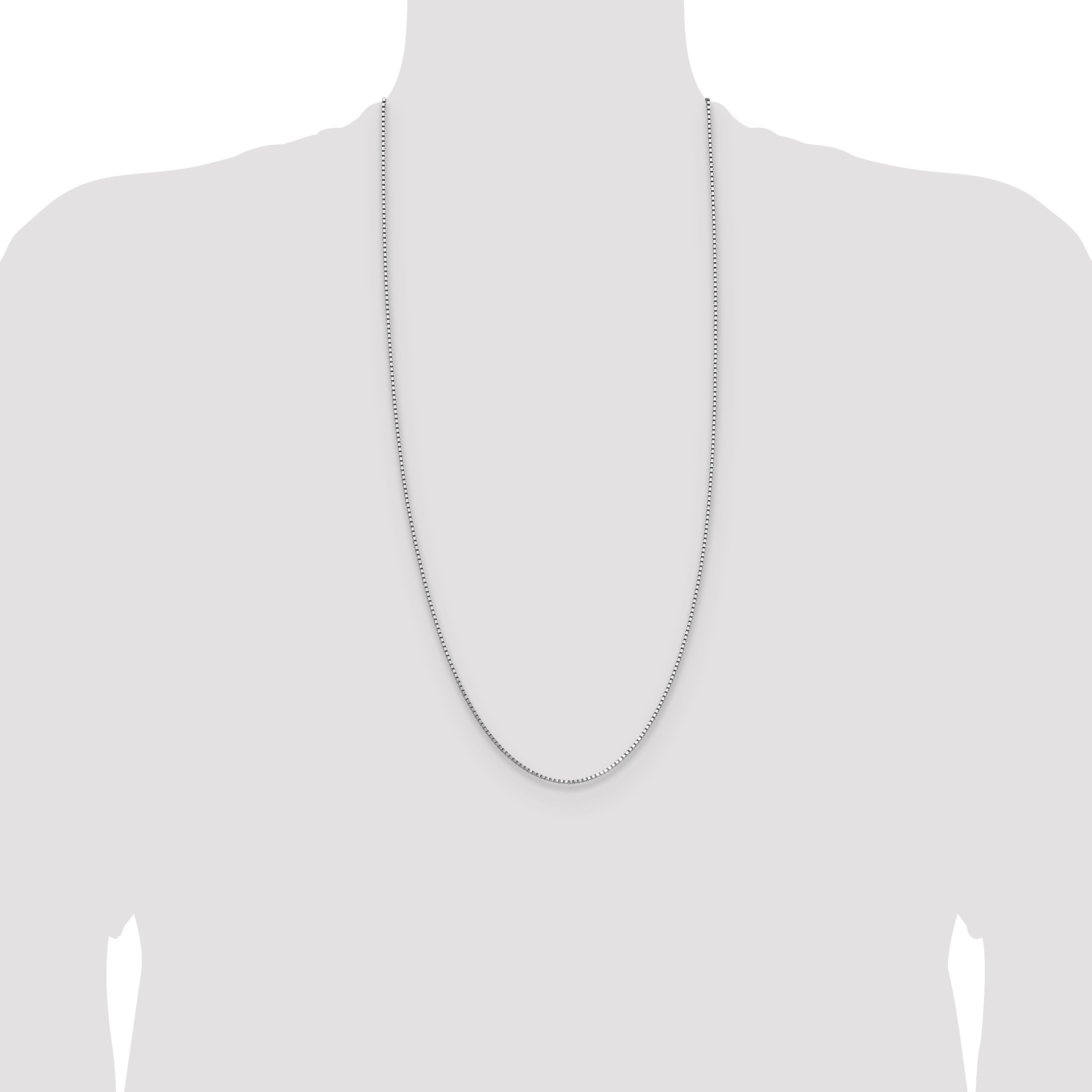 3 Inch 14K White Gold 1.10mm Box Chain Necklace
