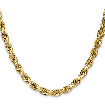 2 Inch 14K Yellow Gold 6.5mm Diamond Cut Rope Chain Necklace