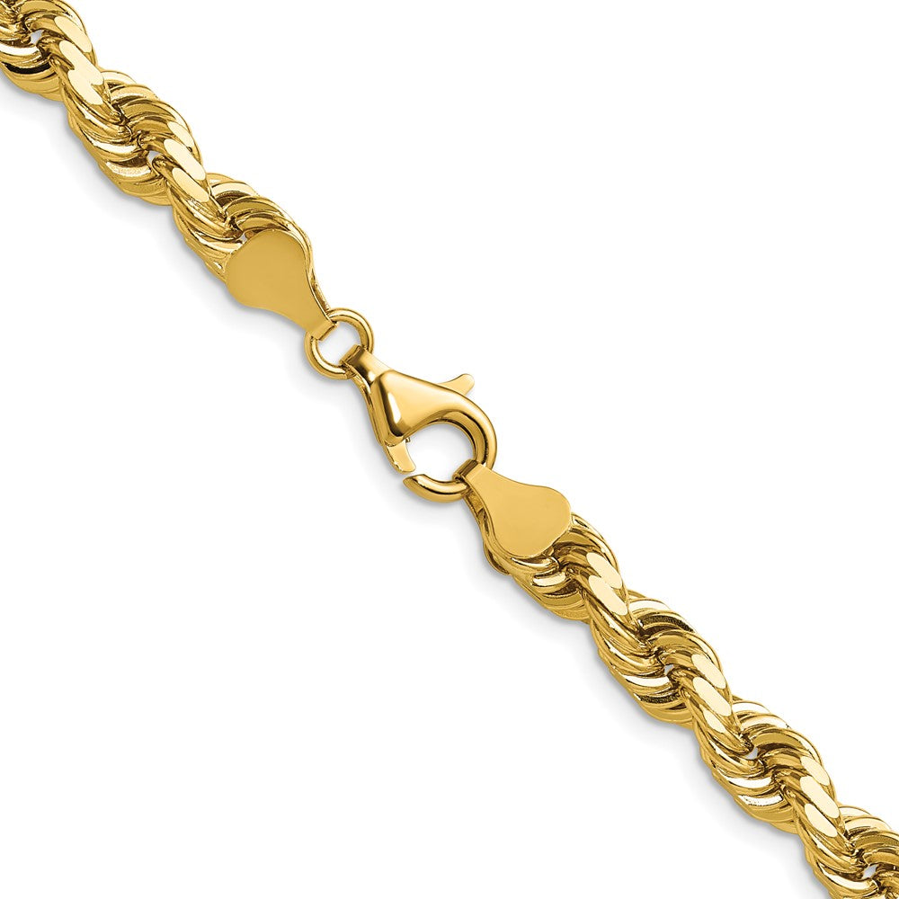 2 Inch 14K Yellow Gold 6.5mm Diamond Cut Rope Chain Necklace