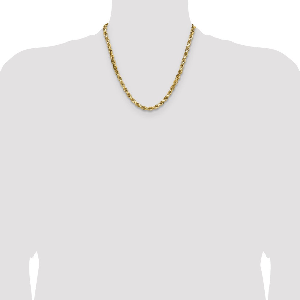 2 Inch 14K Yellow Gold 6.5mm Diamond Cut Rope Chain Necklace