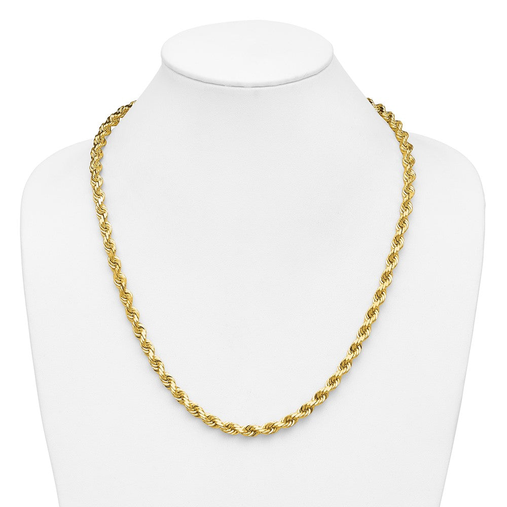 24 Inch 14K Yellow Gold 6.5mm Diamond Cut Rope Chain Necklace