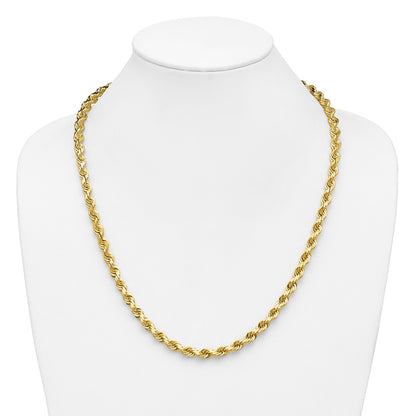 24 Inch 14K Yellow Gold 6.5mm Diamond Cut Rope Chain Necklace