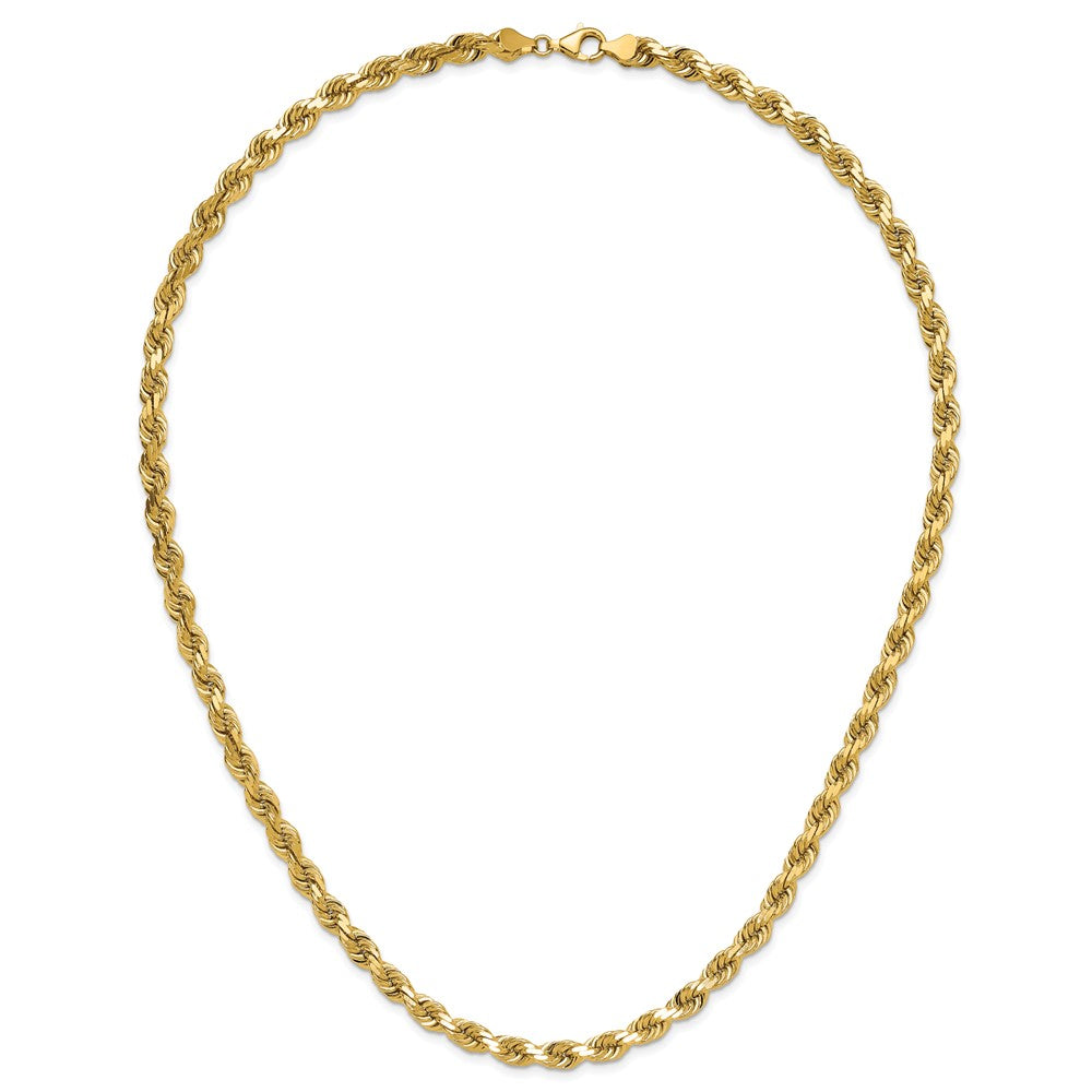 24 Inch 14K Yellow Gold 6.5mm Diamond Cut Rope Chain Necklace