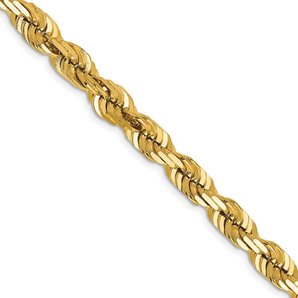 24 Inch 14K Yellow Gold 6.5mm Diamond Cut Rope Chain Necklace