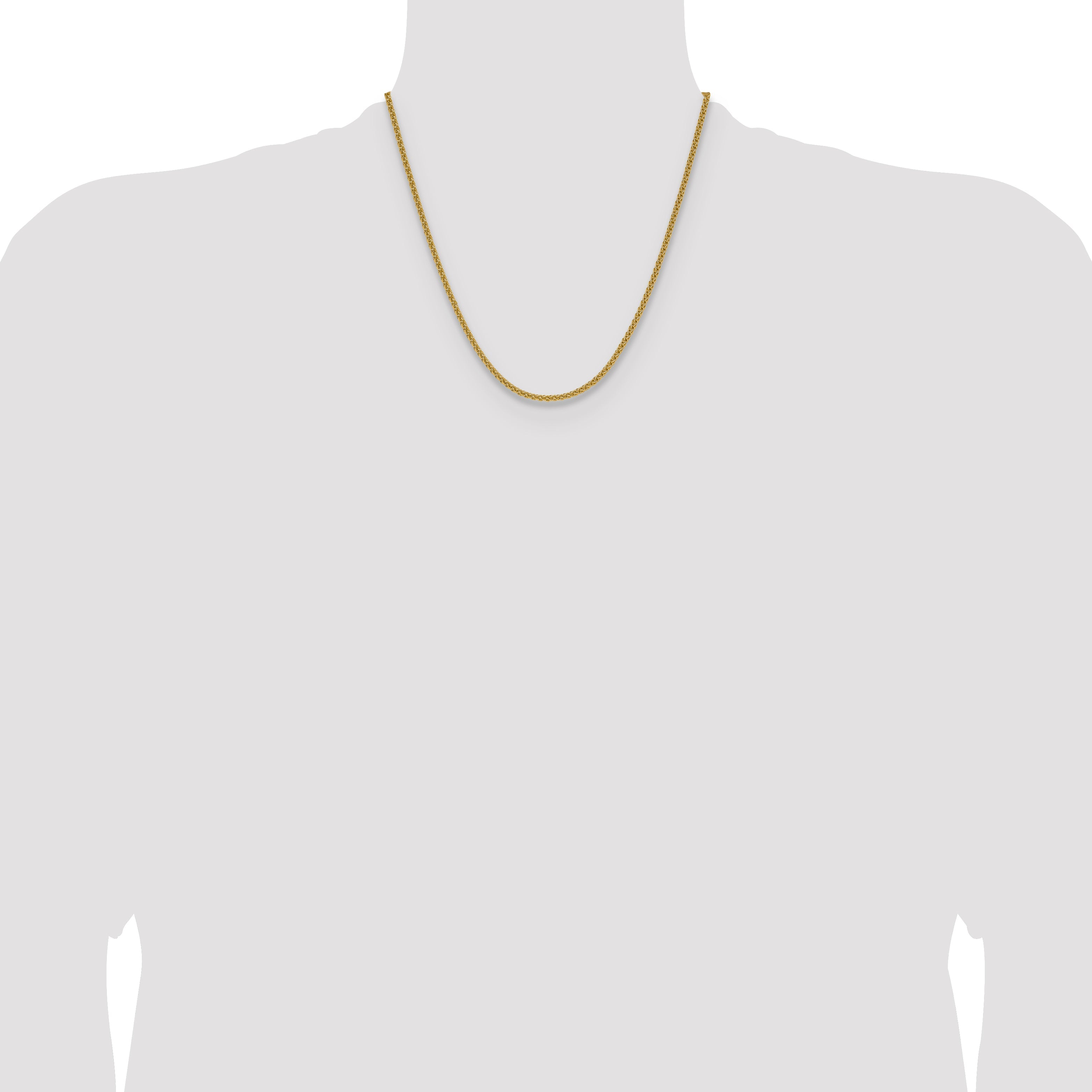 2 Inch 14K Yellow Gold 2.8mm Spiga Chain Necklace
