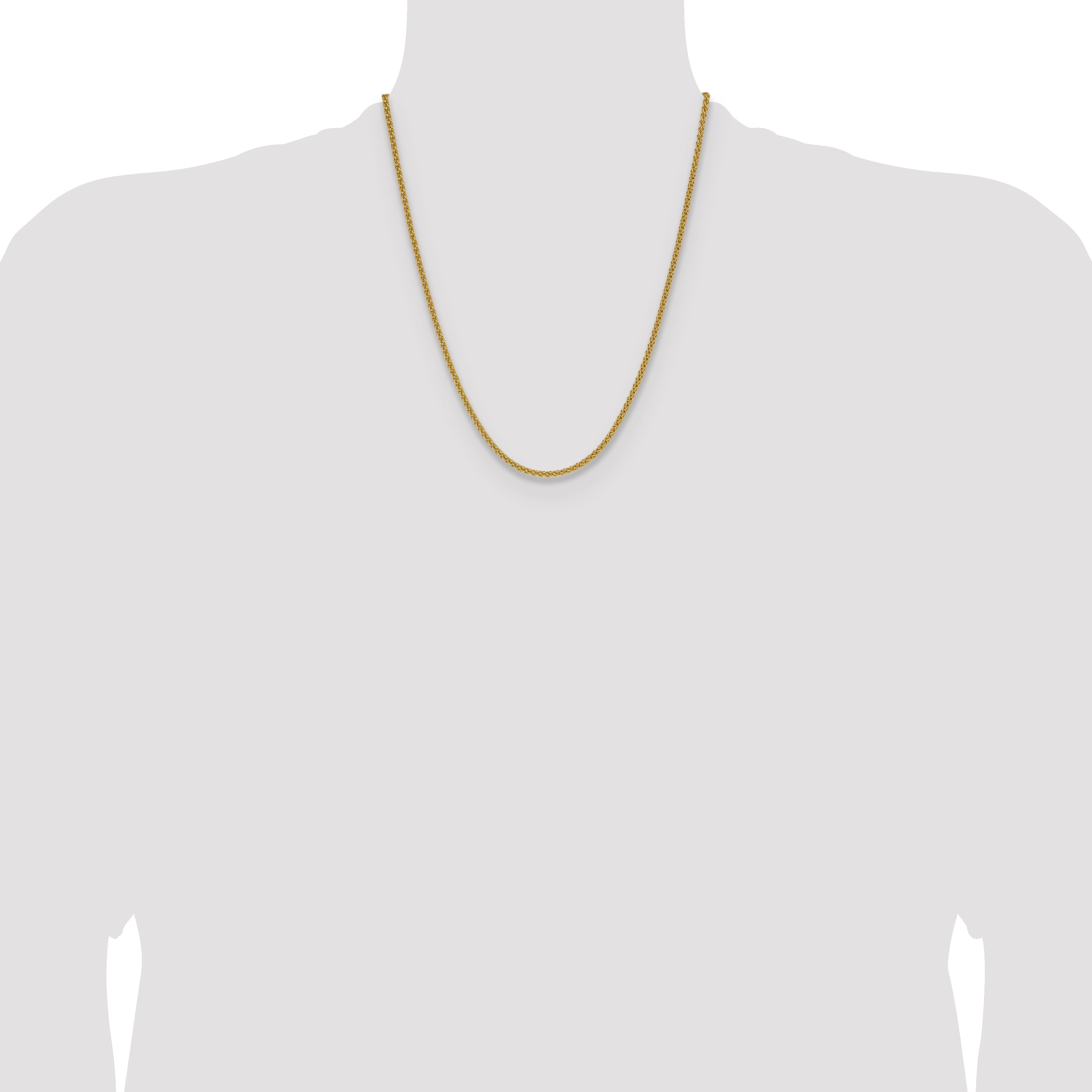22 Inch 14K Yellow Gold 2.8mm Spiga Chain Necklace