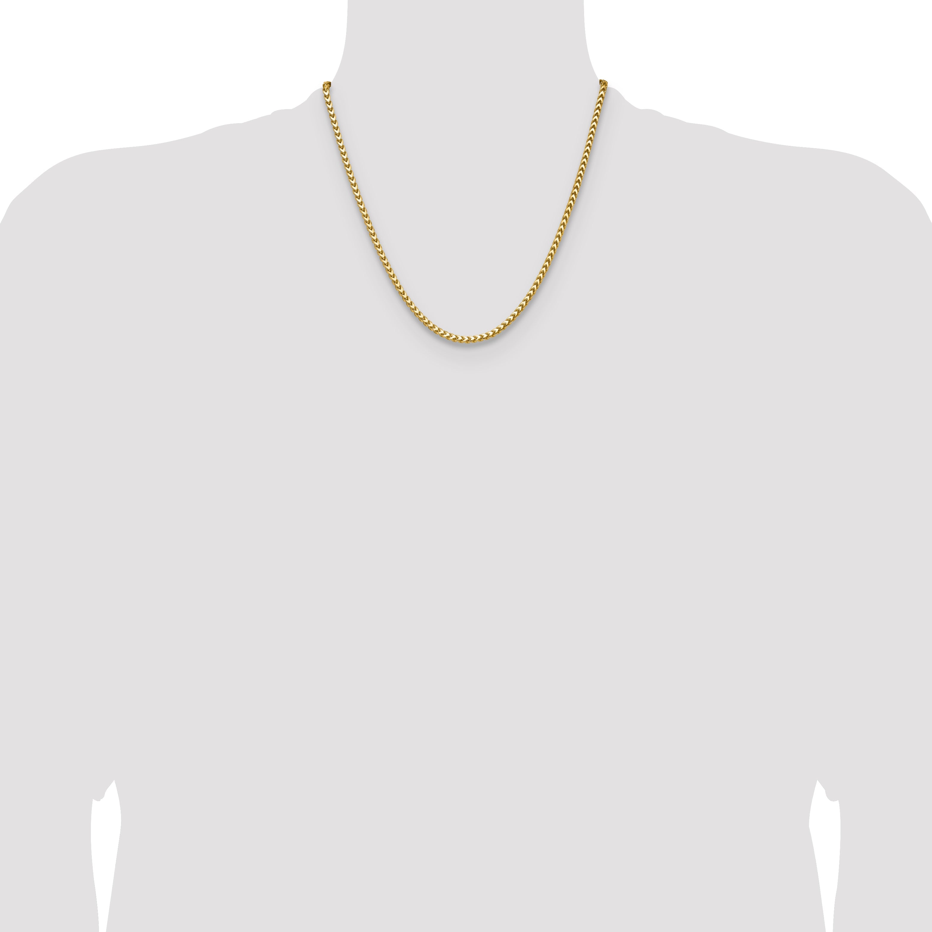 2 Inch 14K Yellow Gold 3.05mm Franco Chain Necklace