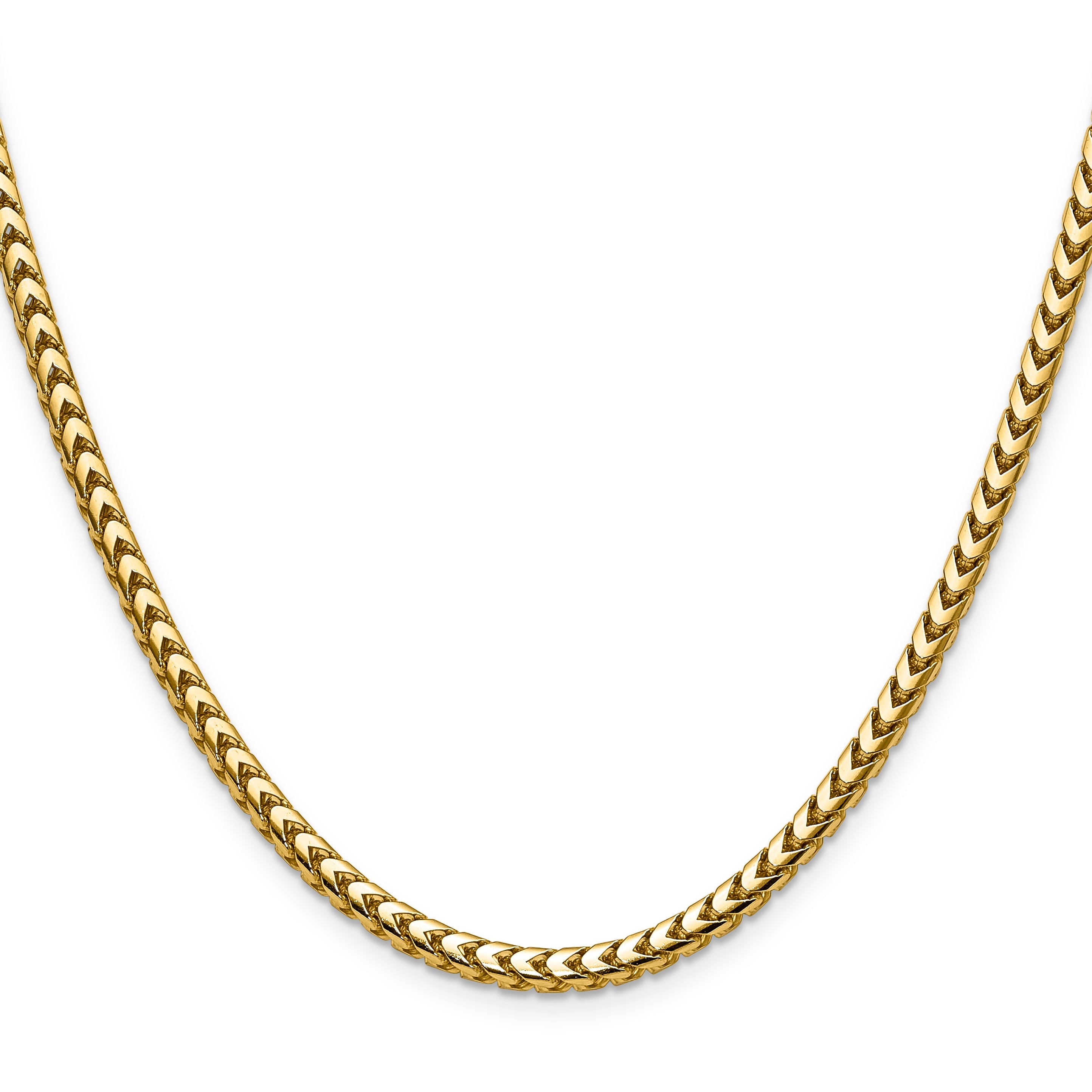 24 Inch 14K Yellow Gold 3.7mm Franco Chain Necklace
