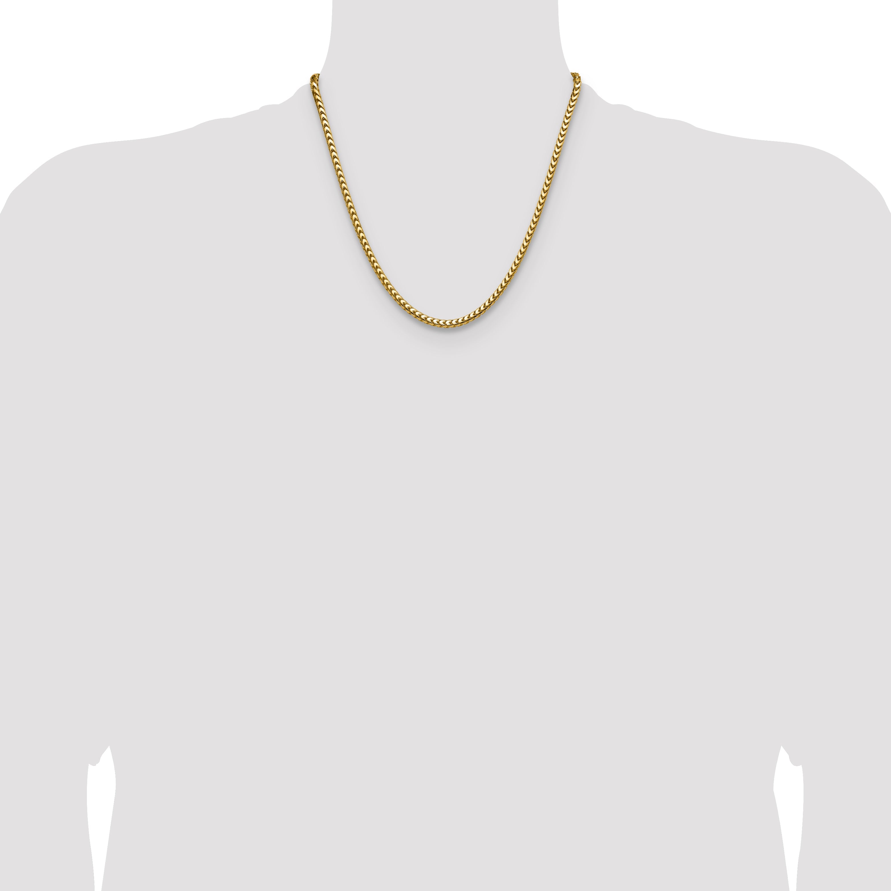 2 Inch 14K Yellow Gold 3.7mm Franco Chain Necklace