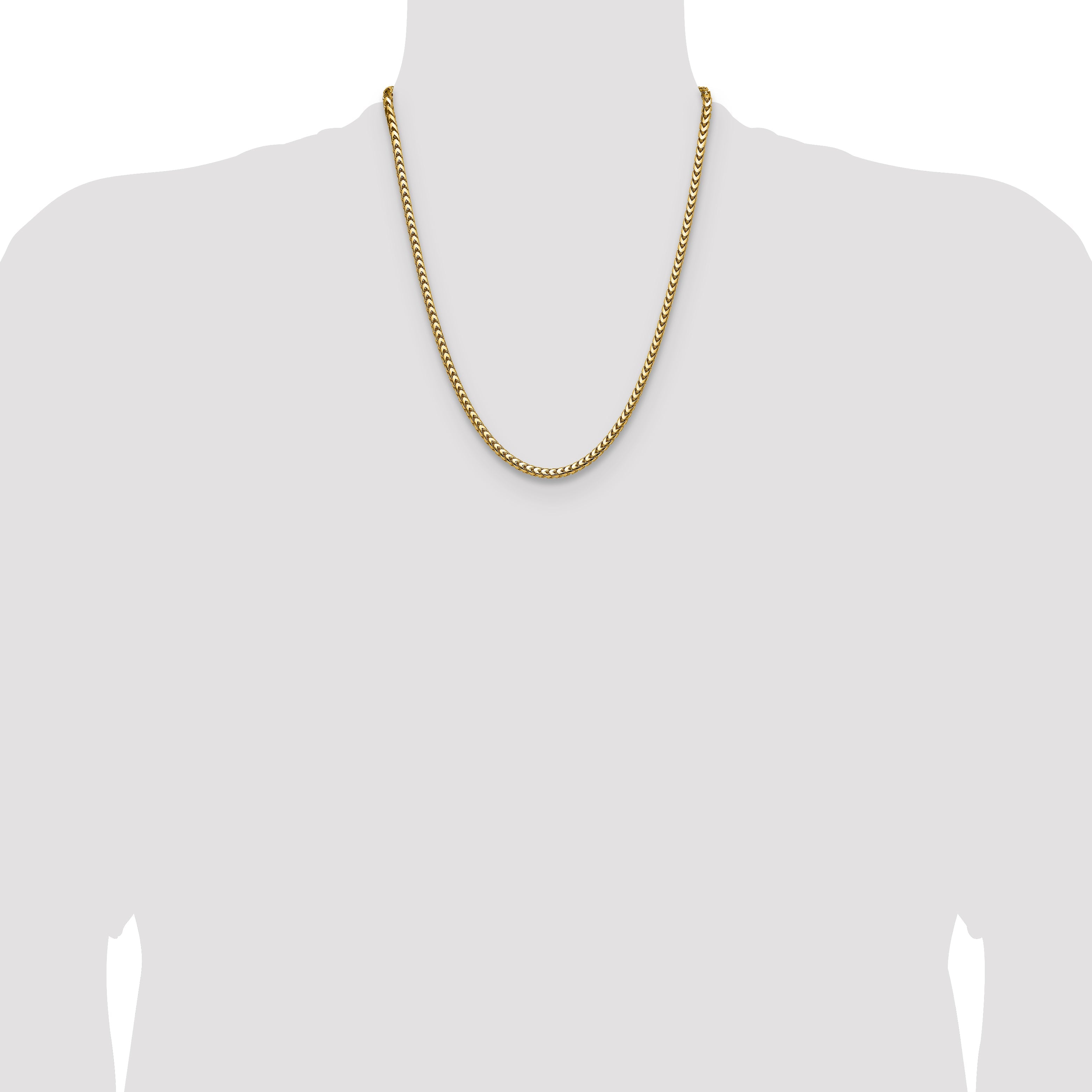 22 Inch 14K Yellow Gold 3.7mm Franco Chain Necklace
