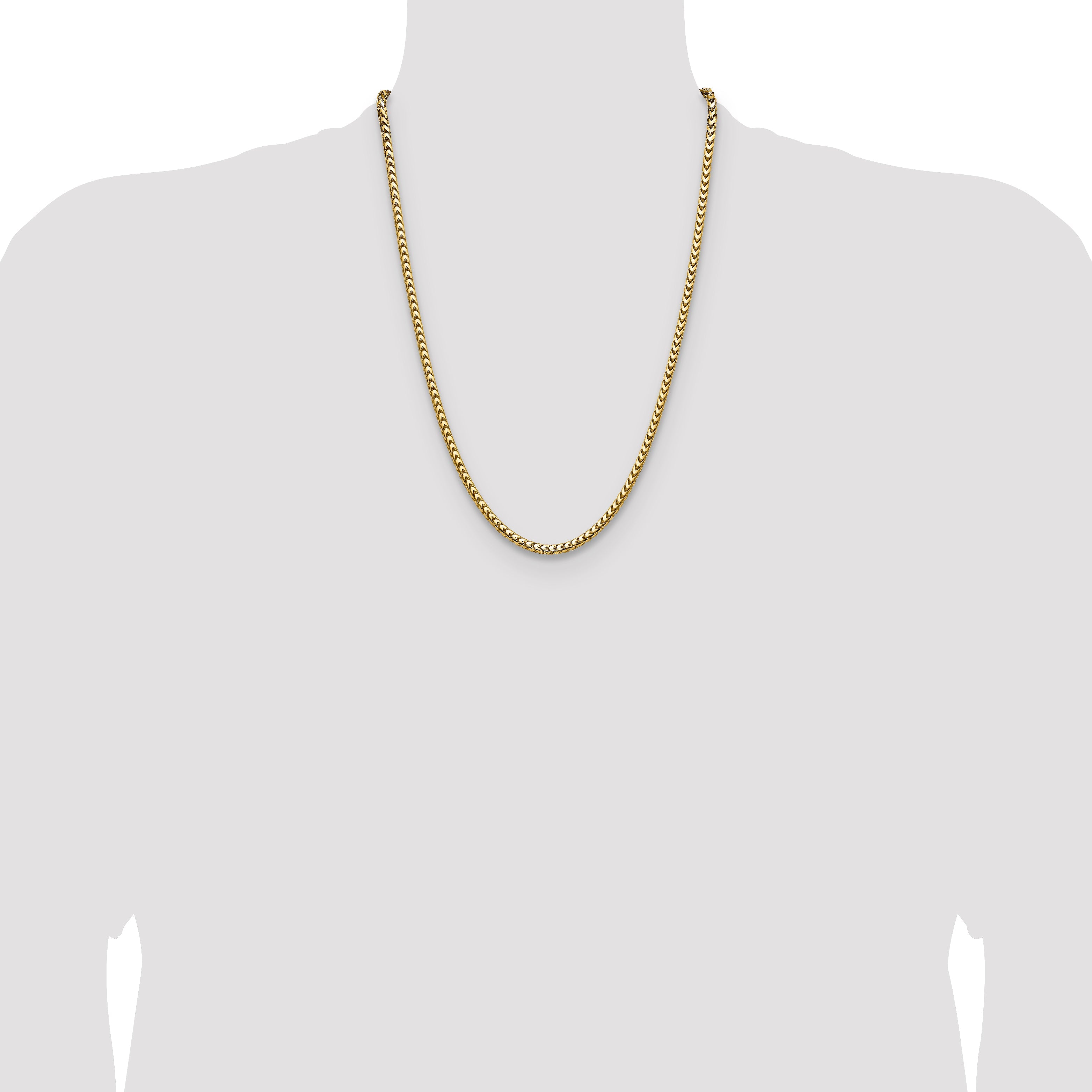 24 Inch 14K Yellow Gold 3.7mm Franco Chain Necklace