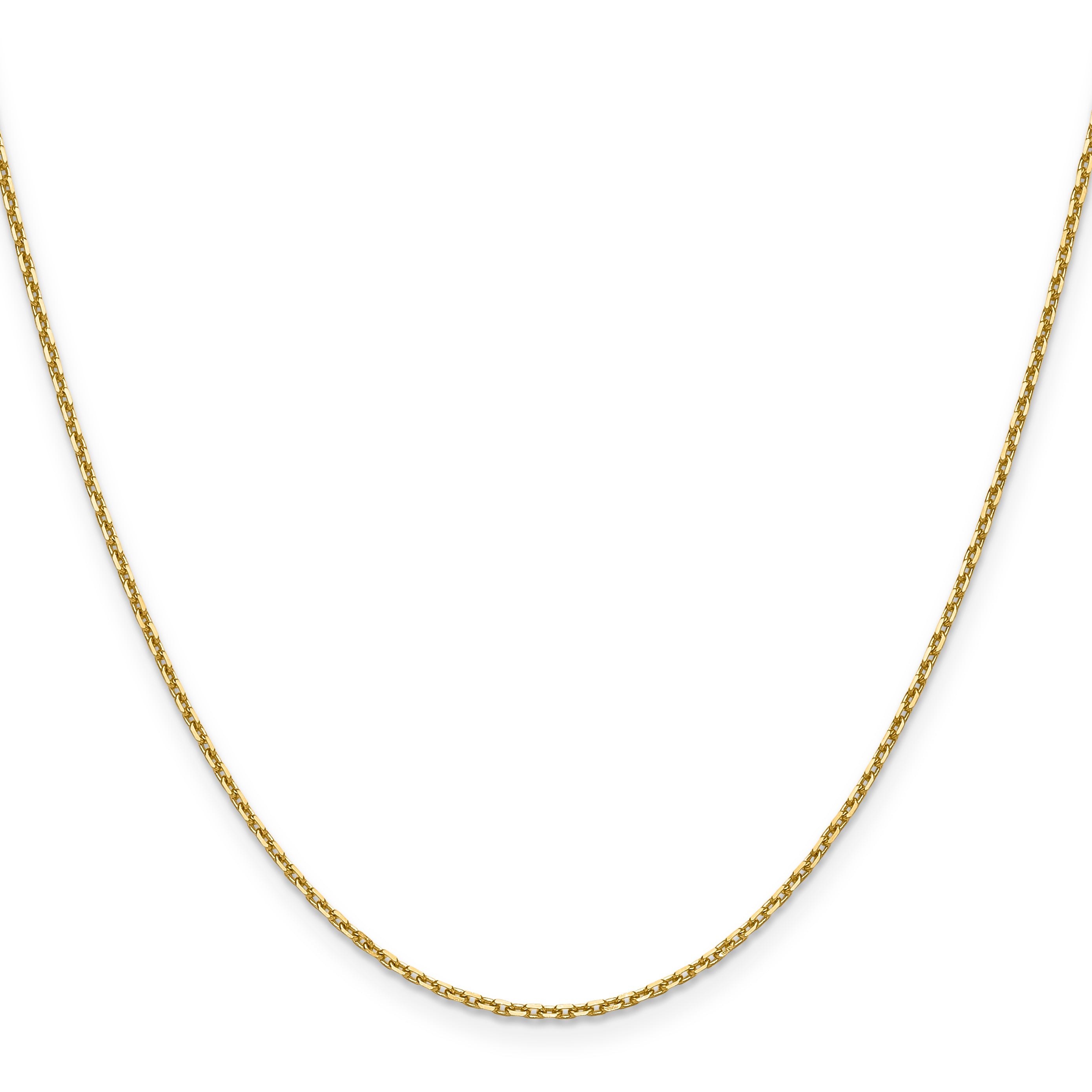22 Inch 14K Yellow Gold 1.5mm D/C Square Cable Chain Necklace