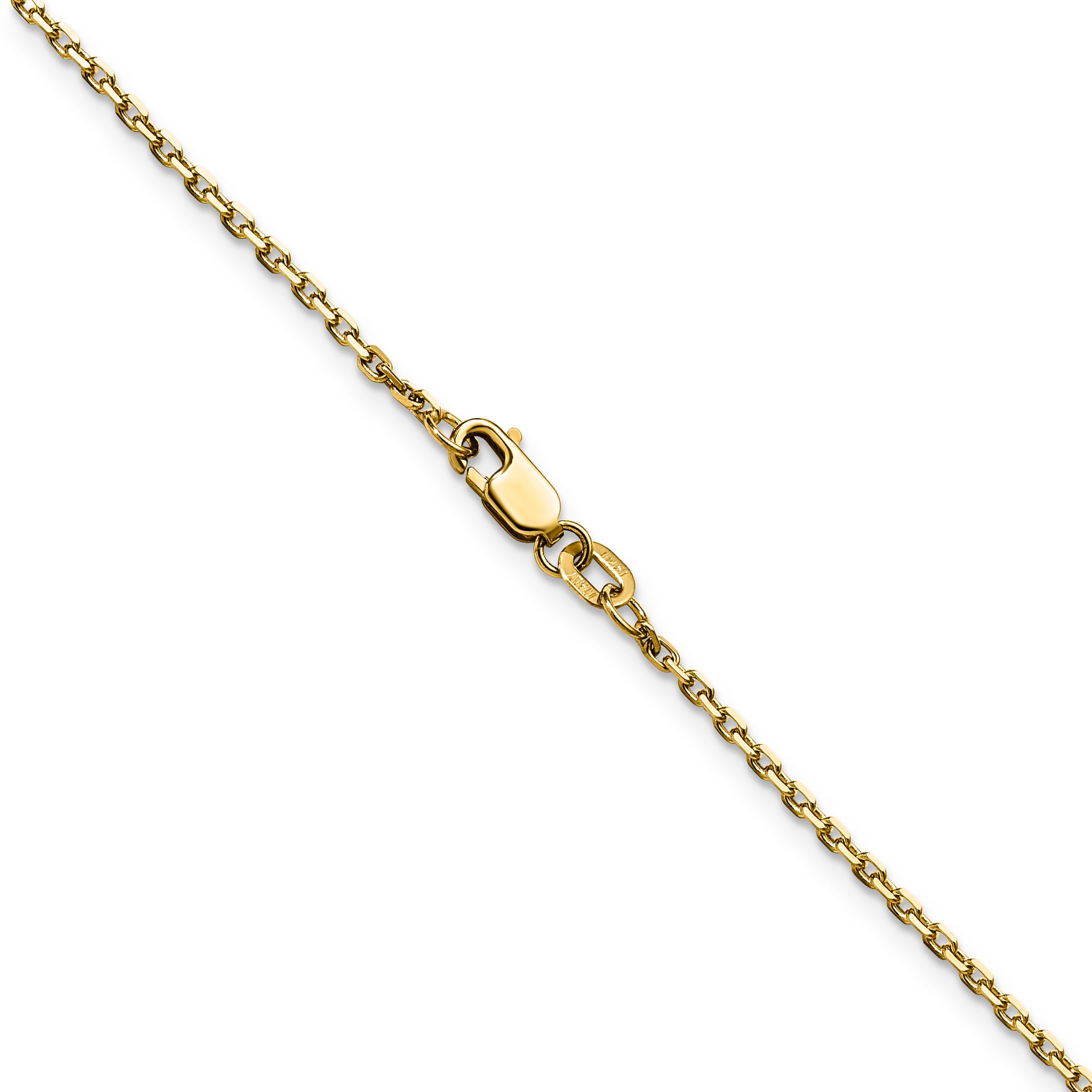 22 Inch 14K Yellow Gold 1.5mm D/C Square Cable Chain Necklace