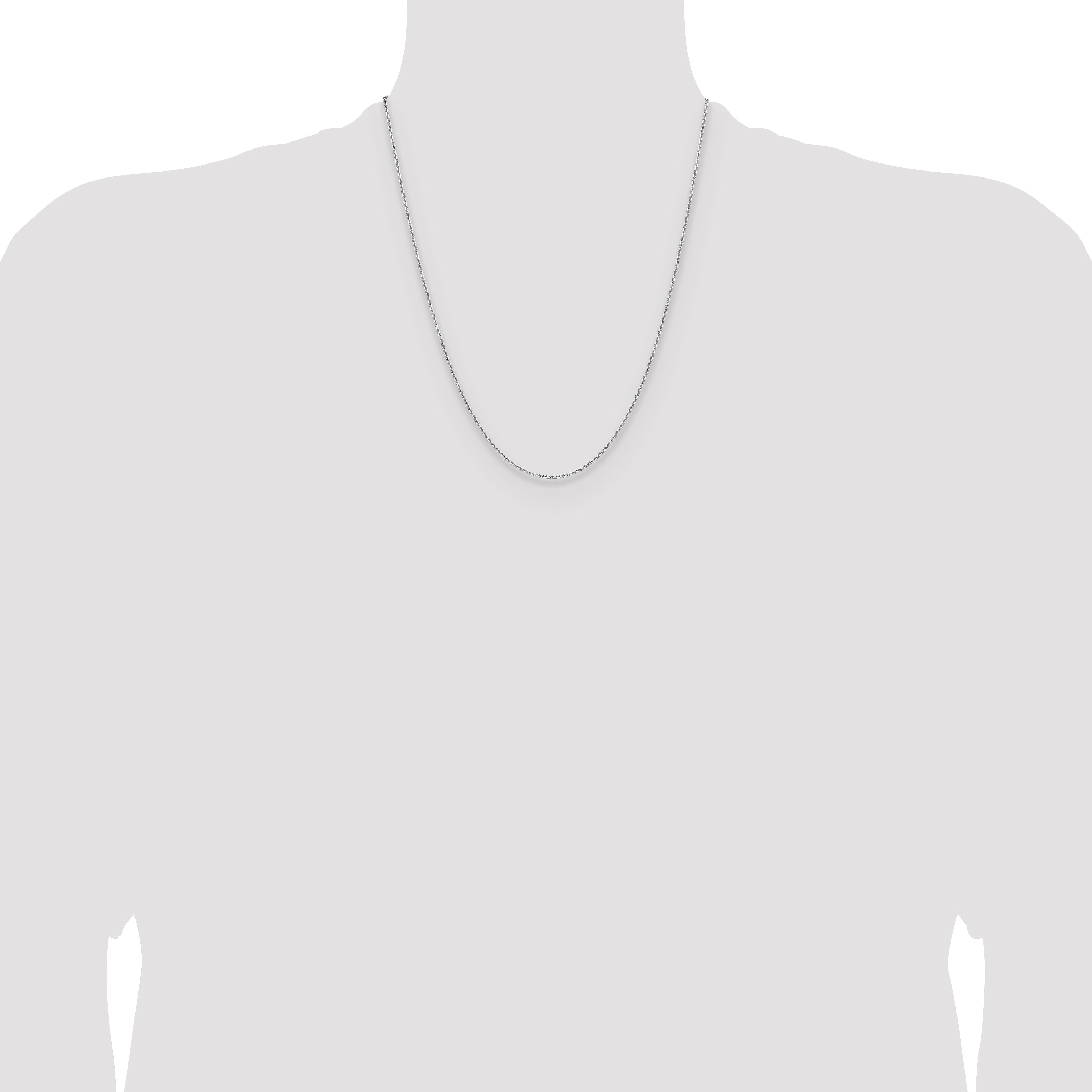 22 Inch 14K White Gold 1.5mm D/C Square Cable Chain Necklace