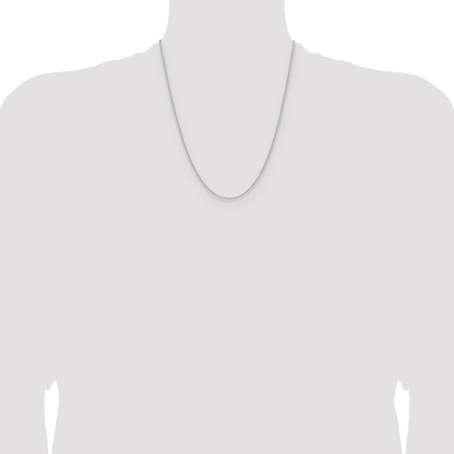 22 Inch 14K White Gold 1.5mm D/C Square Cable Chain Necklace