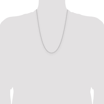 24 Inch 14K White Gold 1.5mm D/C Square Cable Chain Necklace