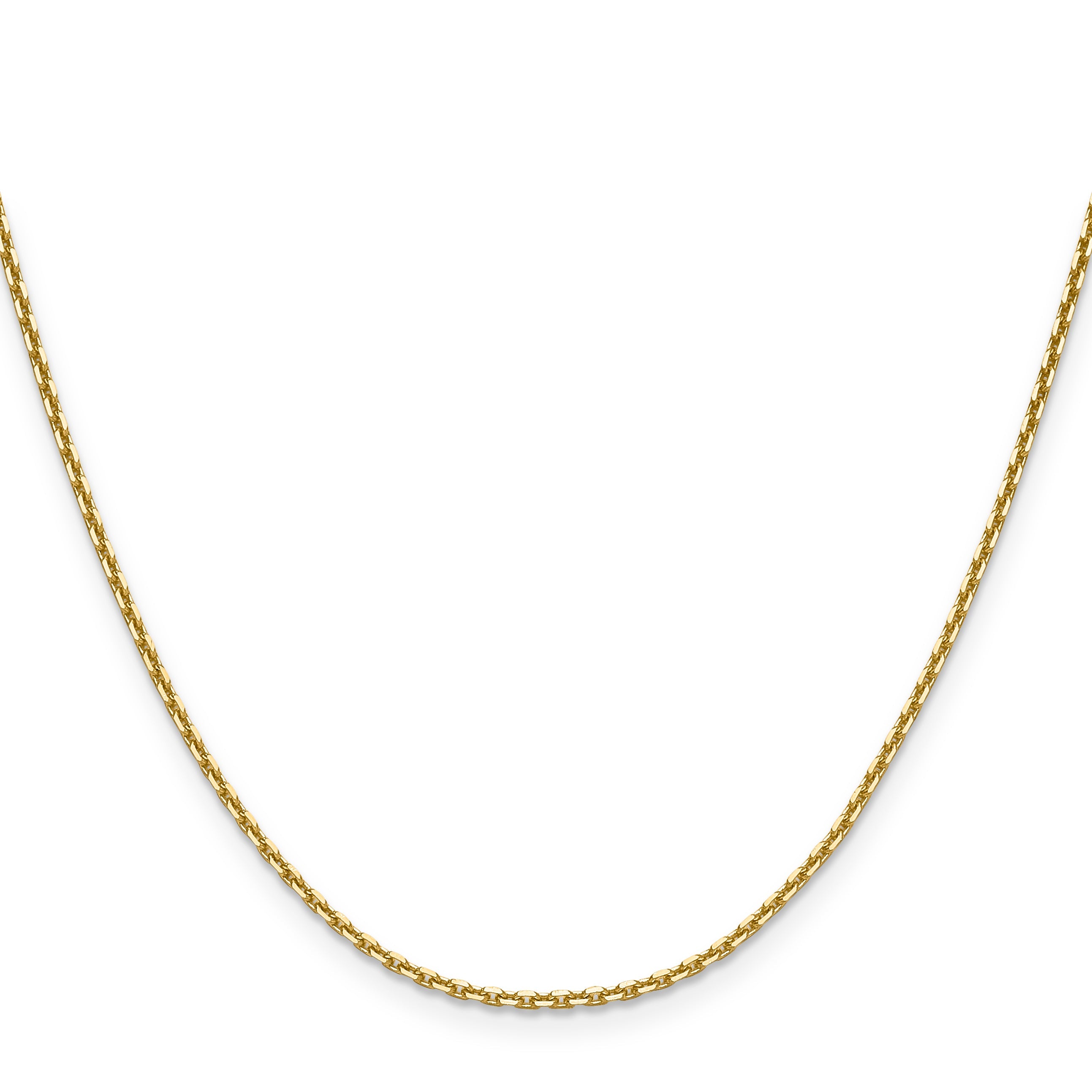 22 Inch 14K Yellow Gold 1.65mm D/C Square Cable Chain Necklace