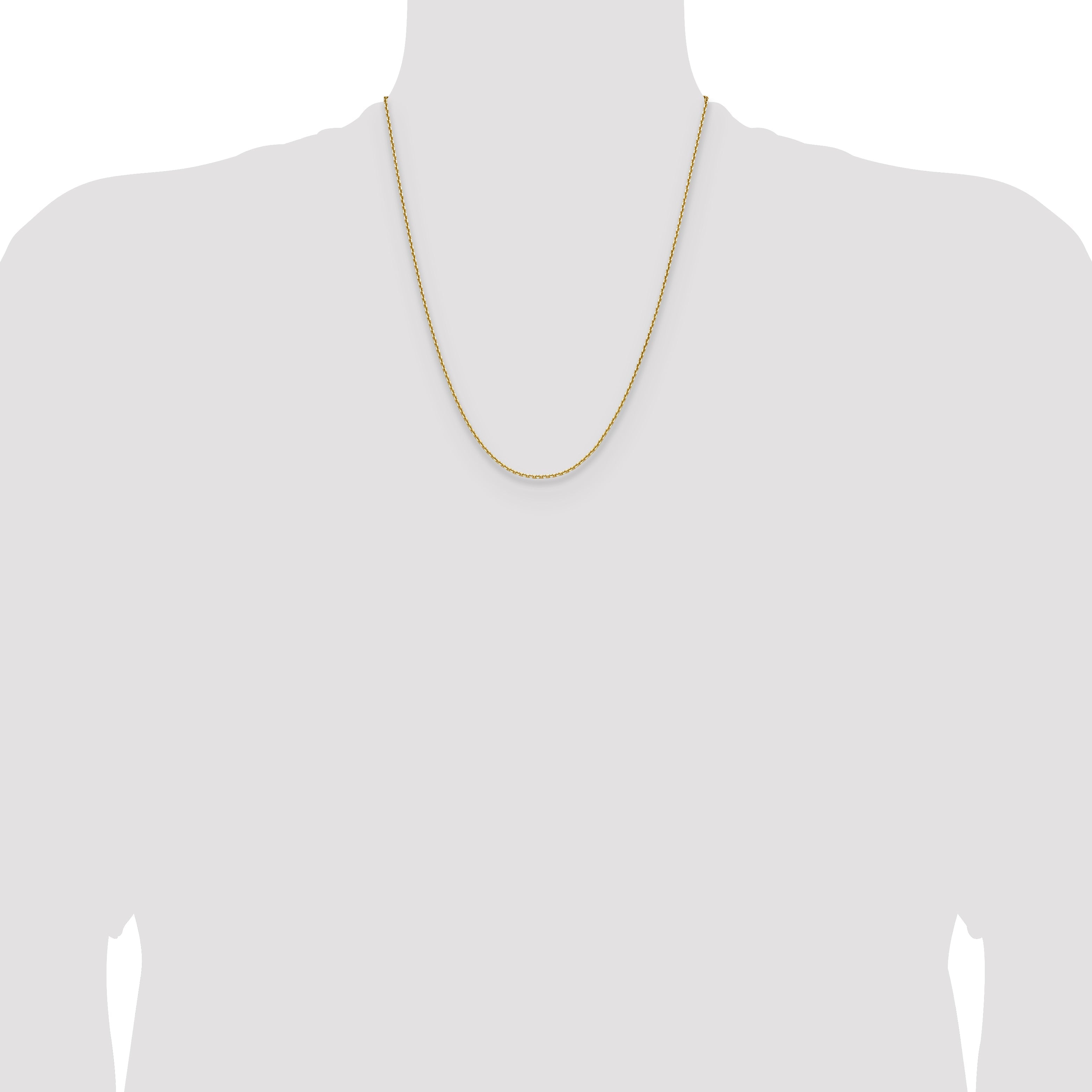 22 Inch 14K Yellow Gold 1.65mm D/C Square Cable Chain Necklace