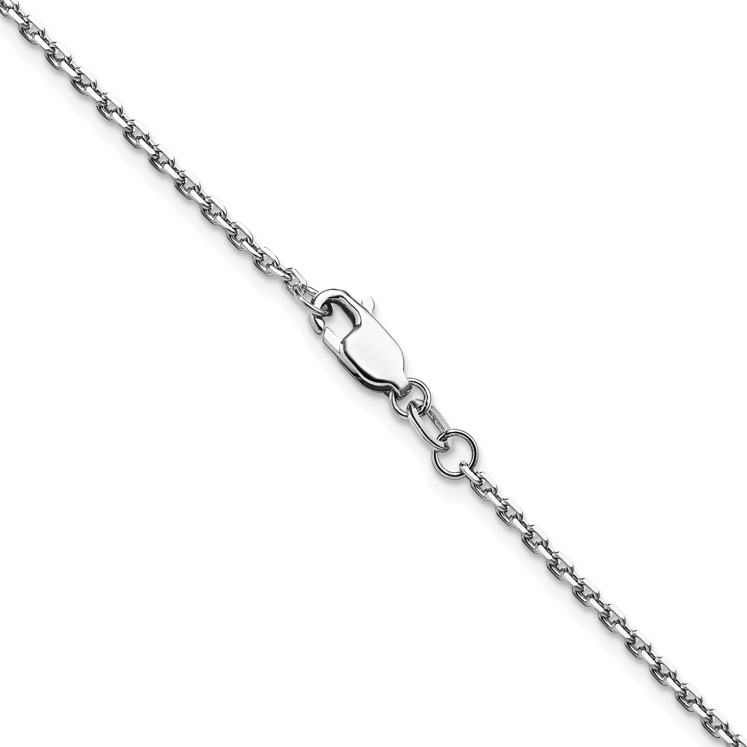 22 Inch 14K White Gold 1.65mm D/C Square Cable Chain Necklace