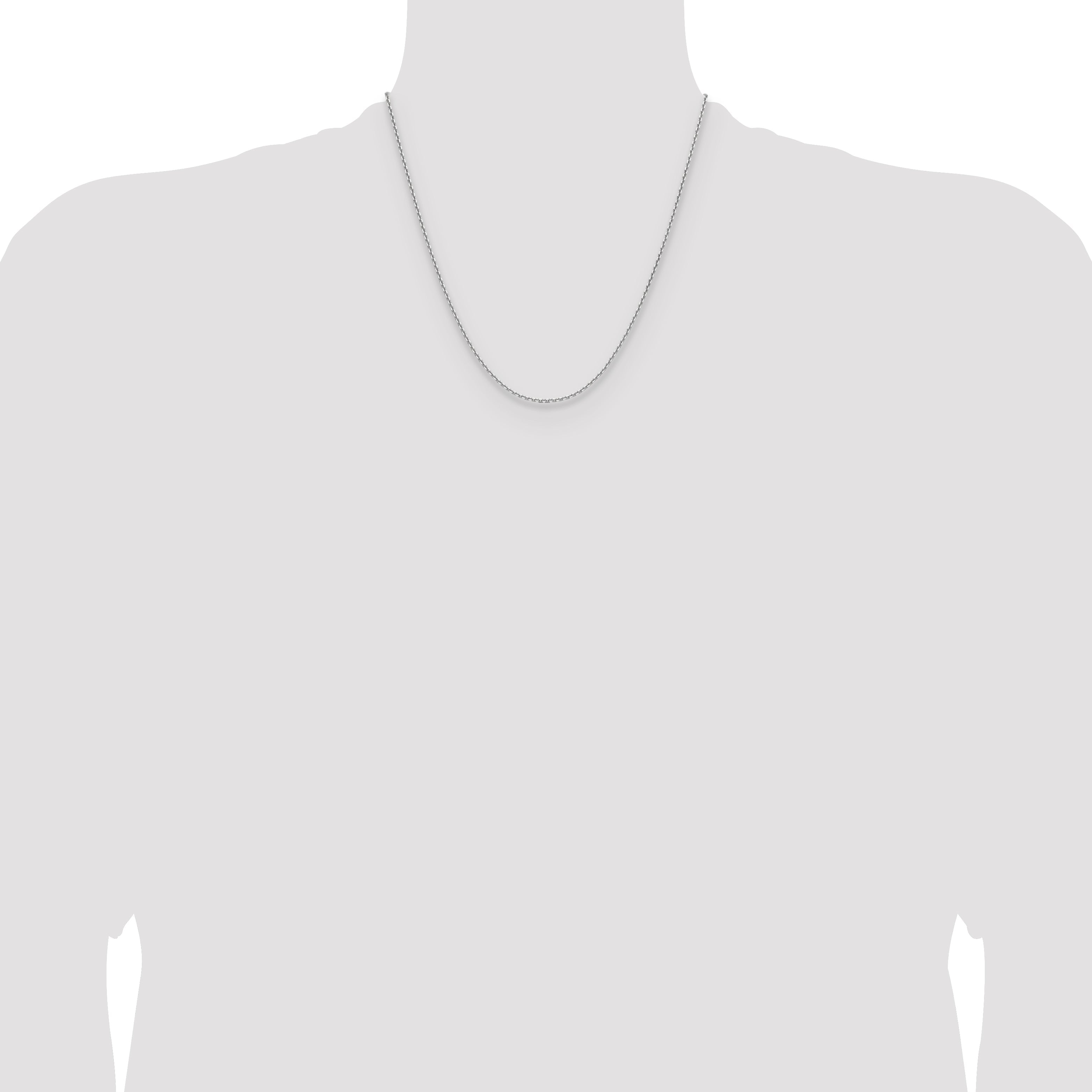 2 Inch 14K White Gold 1.65mm D/C Square Cable Chain Necklace