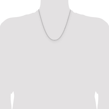 2 Inch 14K White Gold 1.65mm D/C Square Cable Chain Necklace