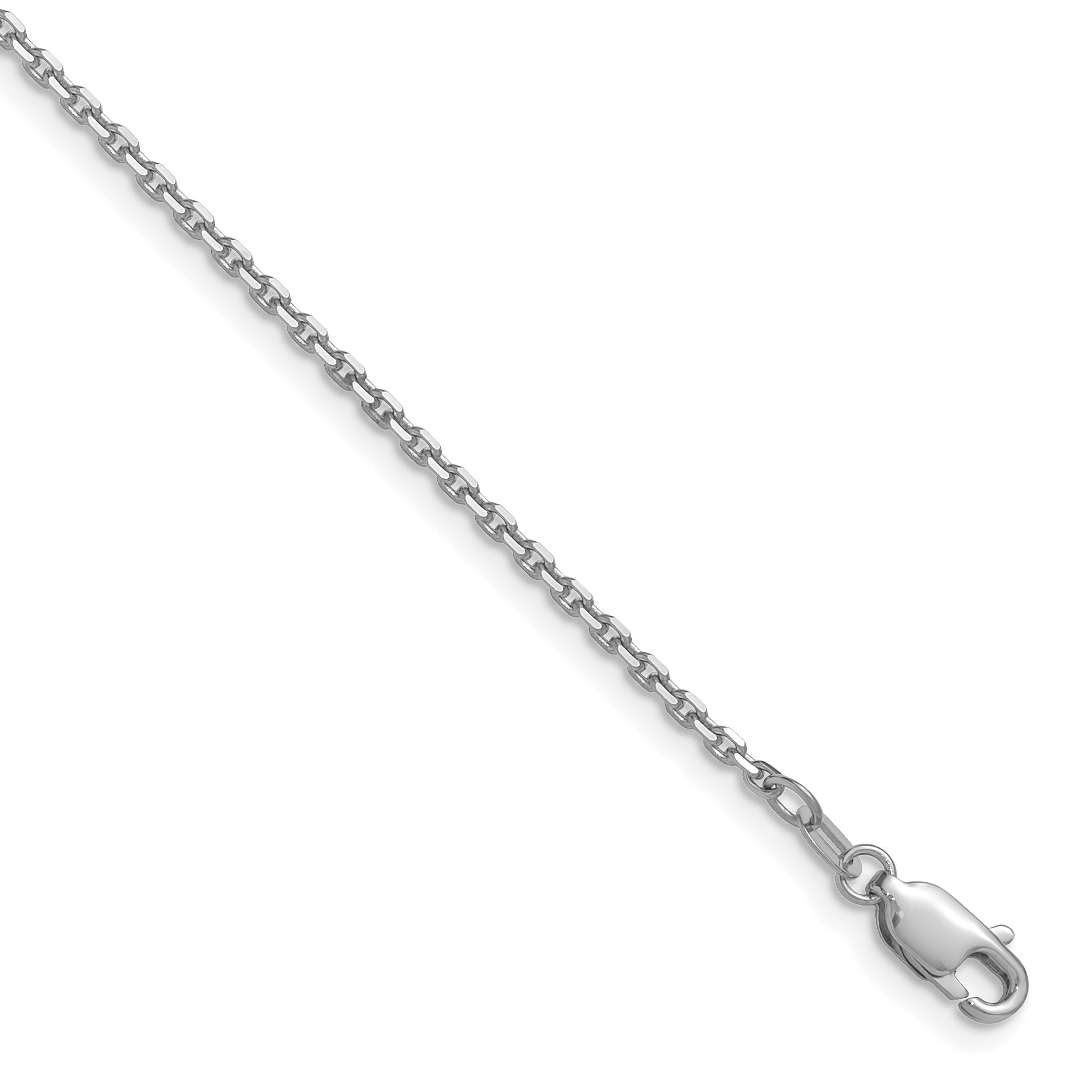 18 Inch 14K White Gold 1.65mm D/C Square Cable Chain Necklace